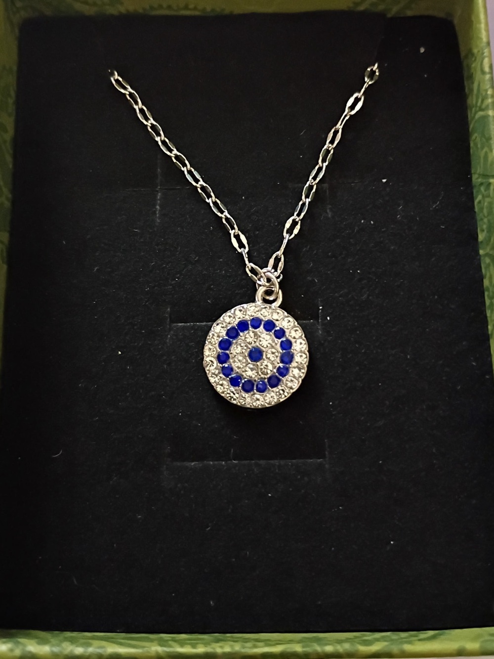 Blue Crystal Evil Eye Pendant Necklace - Women's Jewelry